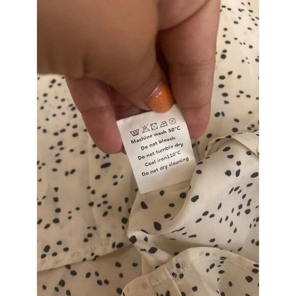 NWT Allegra K Women's White & Black Polka Dot Short Sleeve Blouse Size Medium - Picture 7 of 9